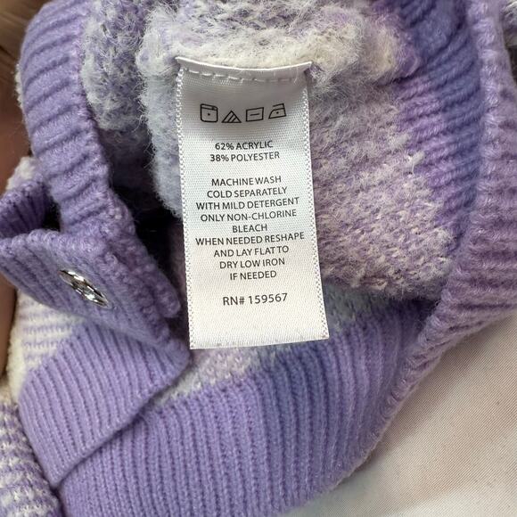 Willow & Wind Purple Plaid Cropped Cardigan Sweater Women’s Size Small - Picture 3 of 4